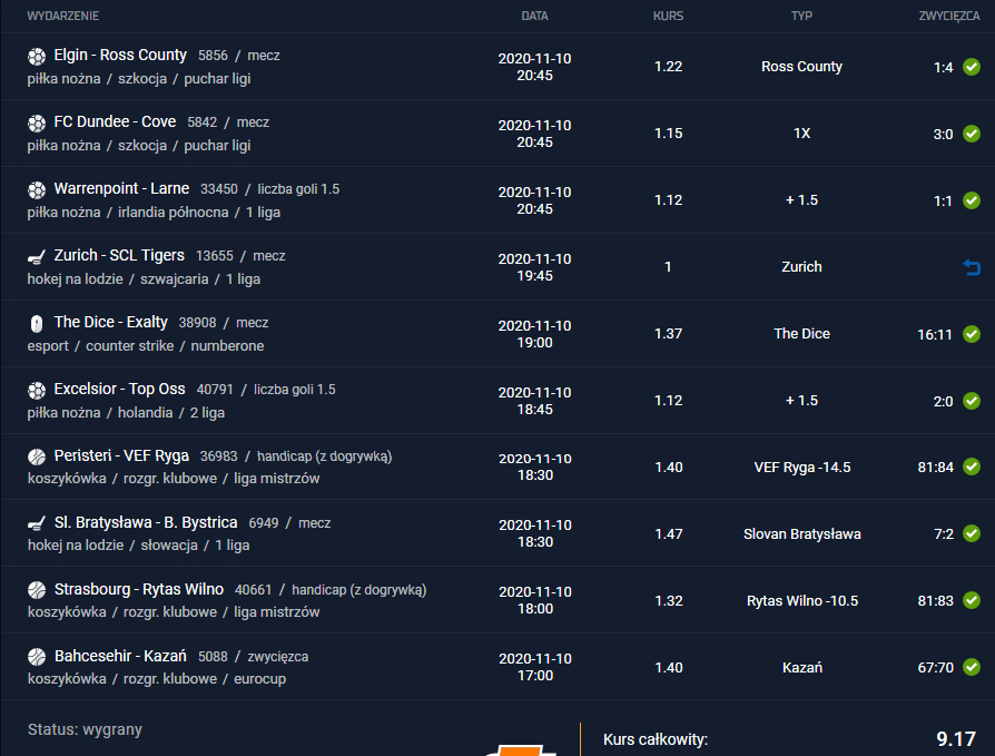 kupon sts 10.11.2020