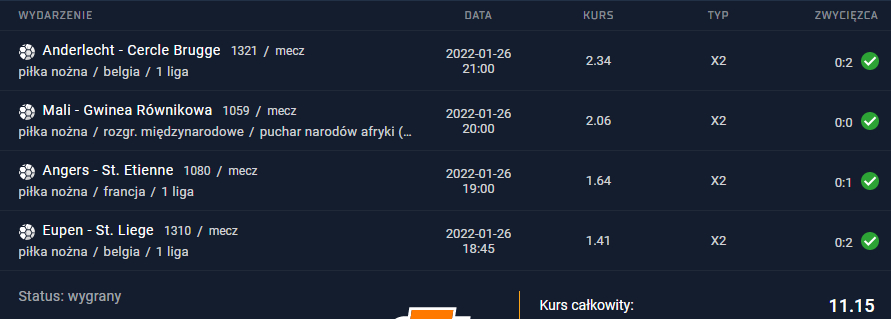 kupon ako sts typy bukmacherskie 26.01.2022