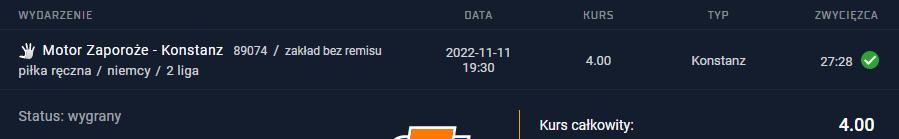 11.11.2022 vip typ premium typ dzienny