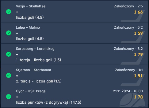 gotowe kupony bukmacherskie 21.11.2024 bukmacher sts