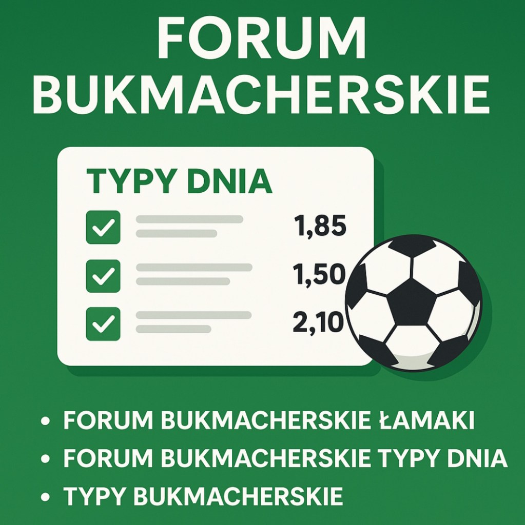 Infografika przedstawiająca forum bukmacherskie z typami dnia, kursami i hasłami: forum bukmacherskie łamaki, forum bukmacherskie typy dnia, typy bukmacherskie.