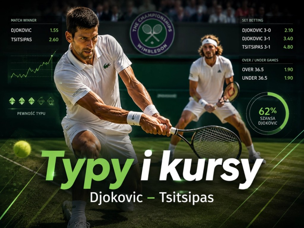 Djokovic Tsitsipas typy i kursy STS Wimbledon 2026 over gemów handicap i przewidywania