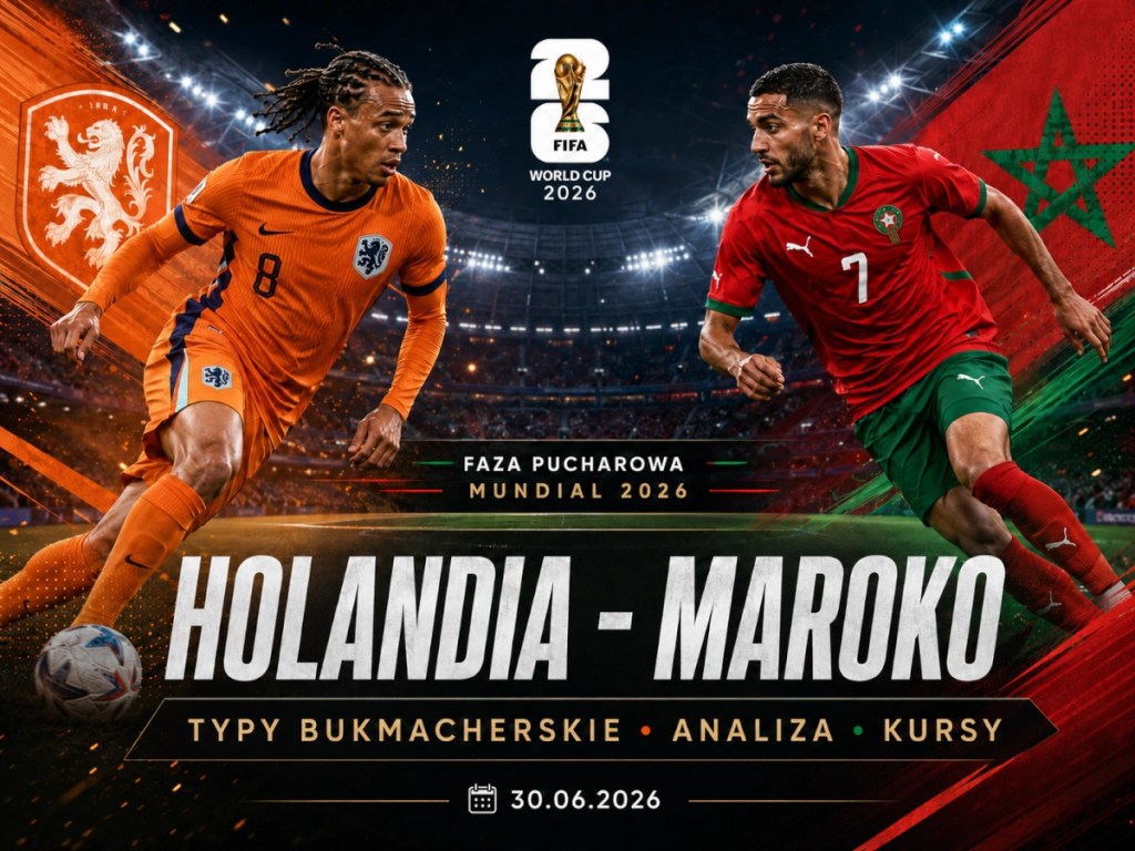 Holandia - Maroko typy bukmacherskie, kursy i analiza meczu MŚ 2026, grafika zapowiadająca spotkanie 30.06.2026