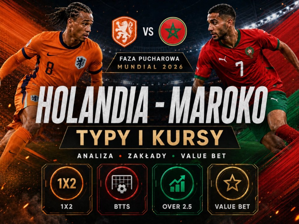 Holandia - Maroko typy i kursy bukmacherskie, zakłady 1X2, BTTS, over 2.5 i value bet na MŚ 2026