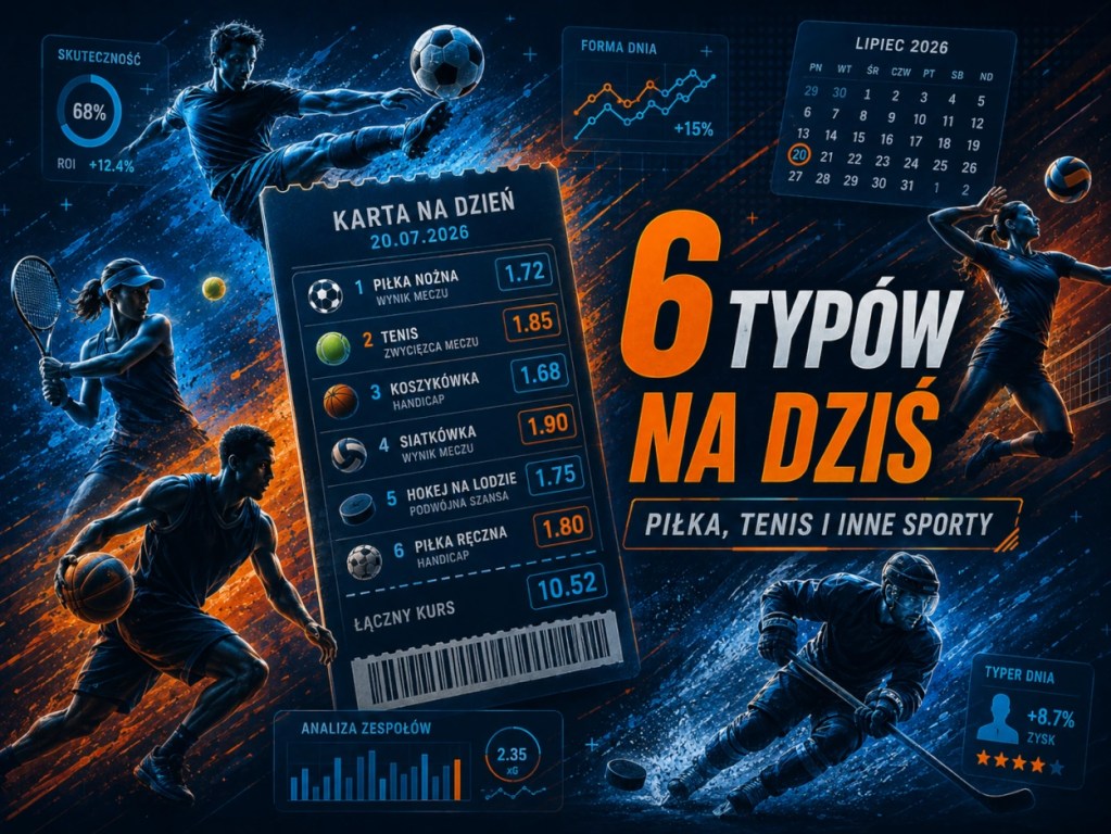 6 typów na dziś 20.07.2026 – piłka nożna, tenis i inne sporty z analizą bukmacherską