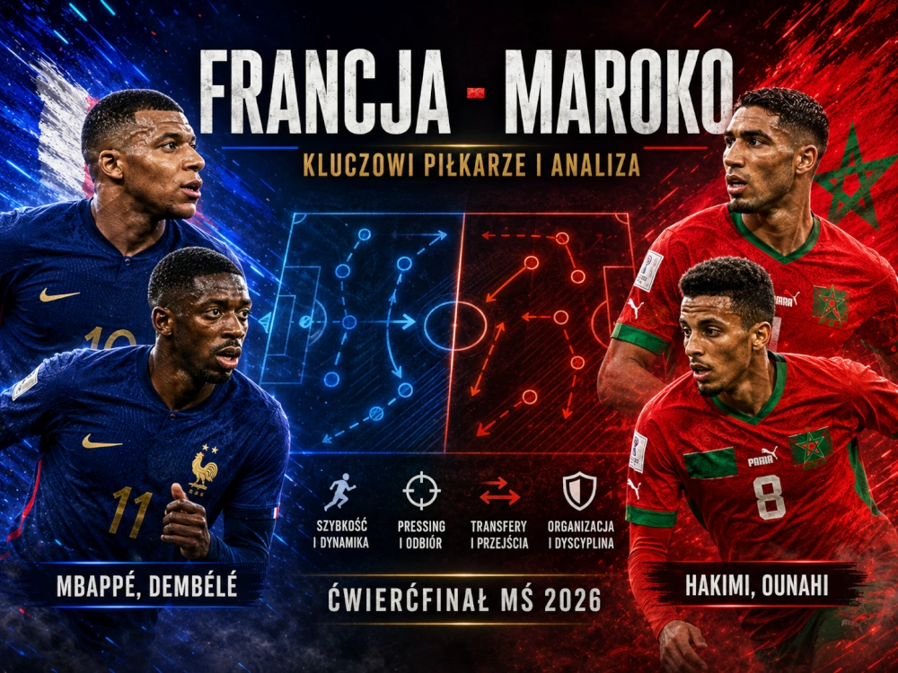 Francja - Maroko analiza przedmeczowa, kluczowi piłkarze Mbappe, Dembele, Hakimi i Ounahi przed ćwierćfinałem MŚ 2026.