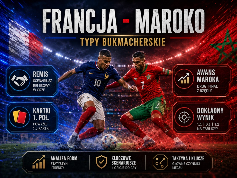 Francja - Maroko typy bukmacherskie, value bet, remis, awans Maroka, kartki i dokładny wynik na MŚ 2026.