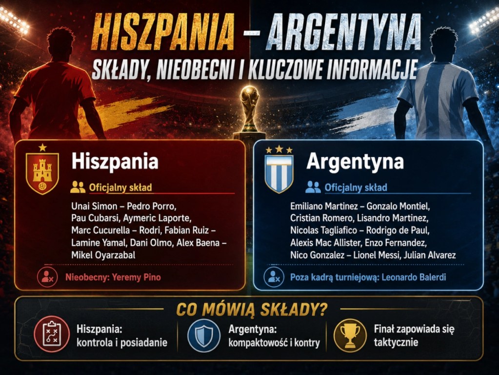 Hiszpania Argentyna składy, nieobecni i kluczowe informacje przed finałem