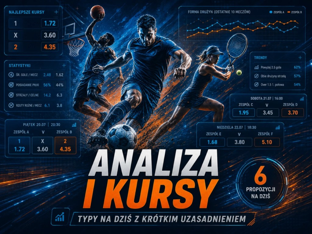 Analiza i kursy bukmacherskie na 20.07.2026 – typy na dziś z krótkim uzasadnieniem