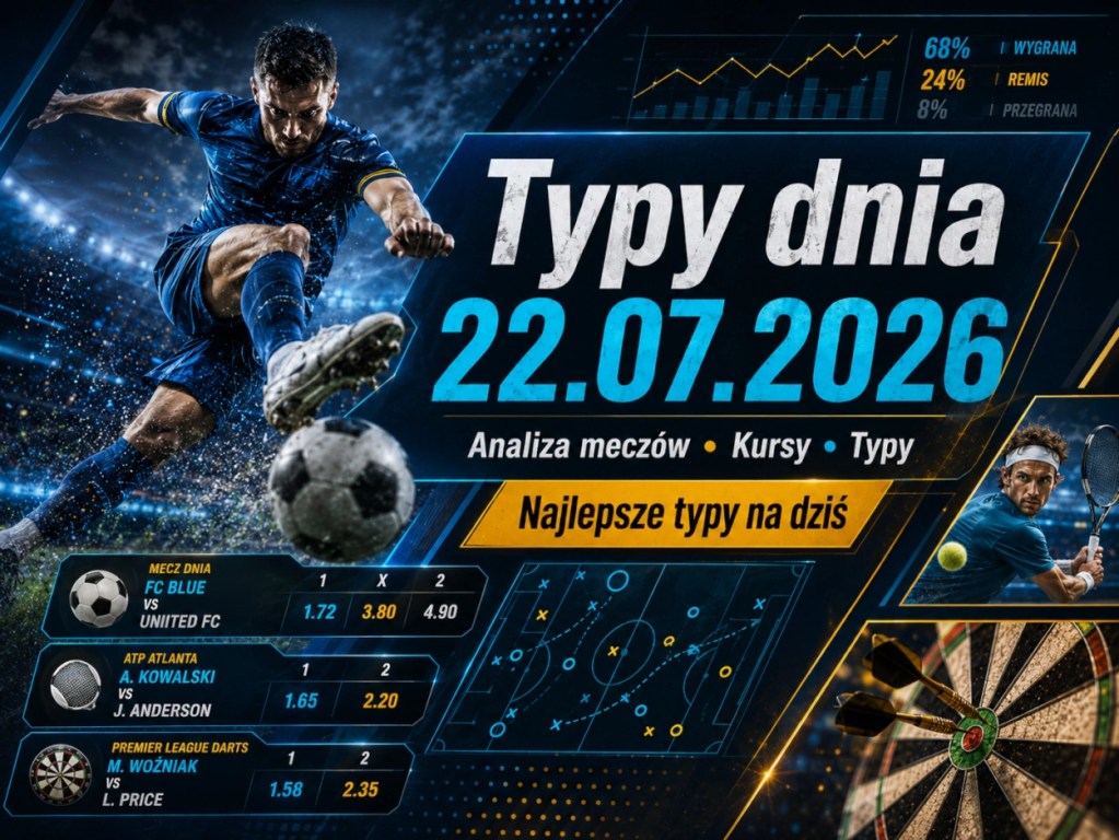 Typy bukmacherskie 22.07.2026 – analiza meczów, kursy i najlepsze typy na dziś