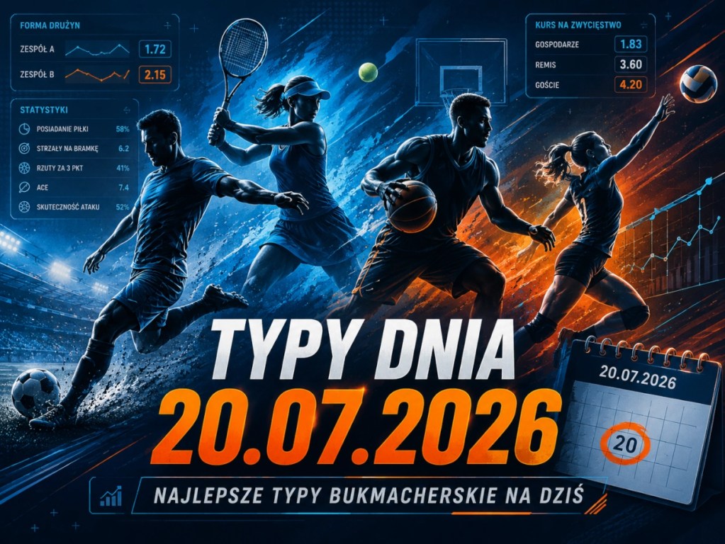 Typy dnia 20.07.2026 – najlepsze typy bukmacherskie na piłkę nożną, tenis, koszykówkę i siatkówkę