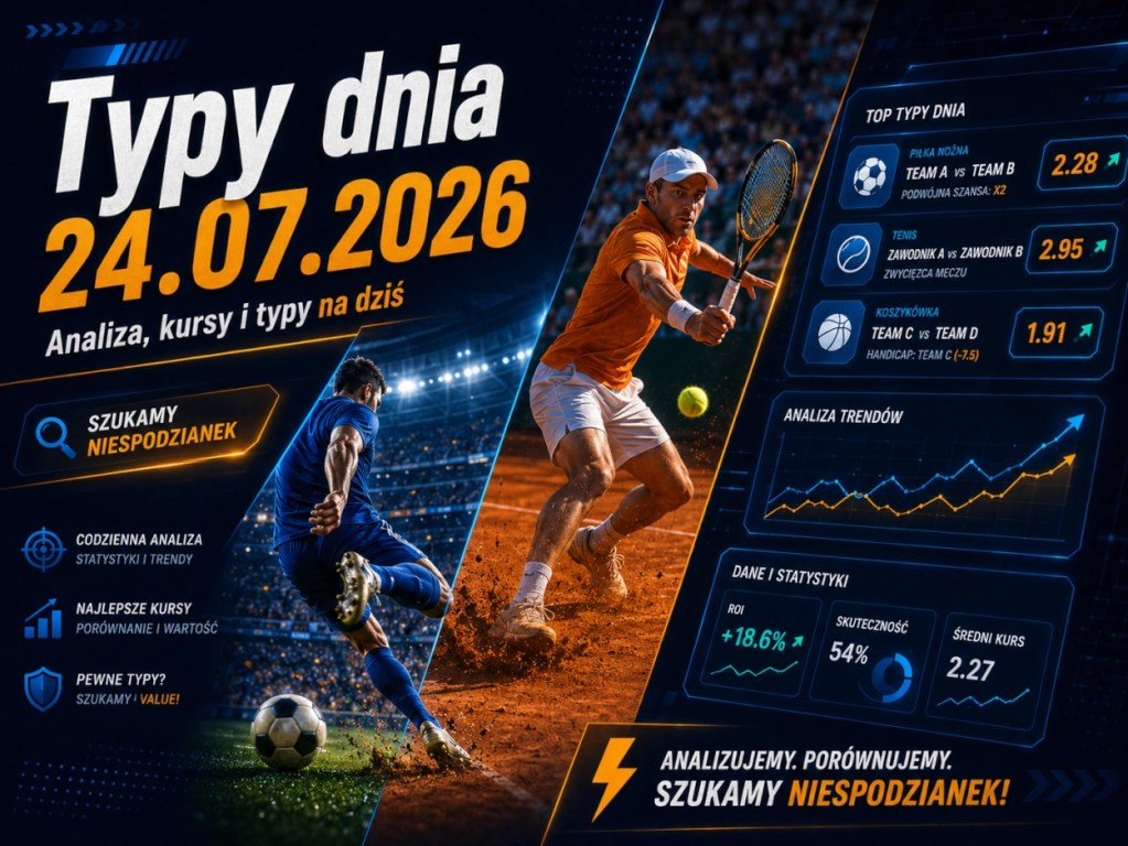 Typy na dziś 24.07.2026 – analiza meczów, kursy bukmacherskie i możliwe niespodzianki