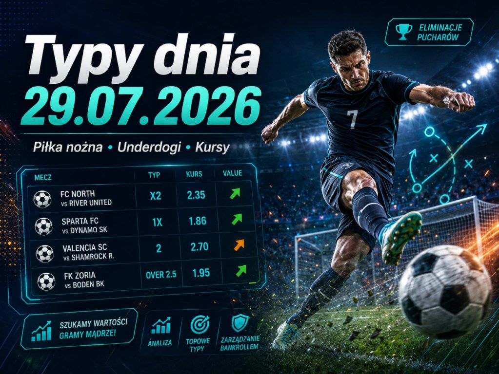 Typy piłkarskie na 29.07.2026 – underdogi i kursy na eliminacje europejskich pucharów