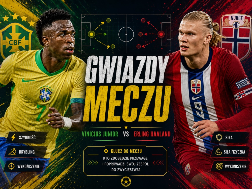 Vinicius Junior i Erling Haaland przed meczem Brazylia - Norwegia, kluczowi piłkarze MŚ 2026