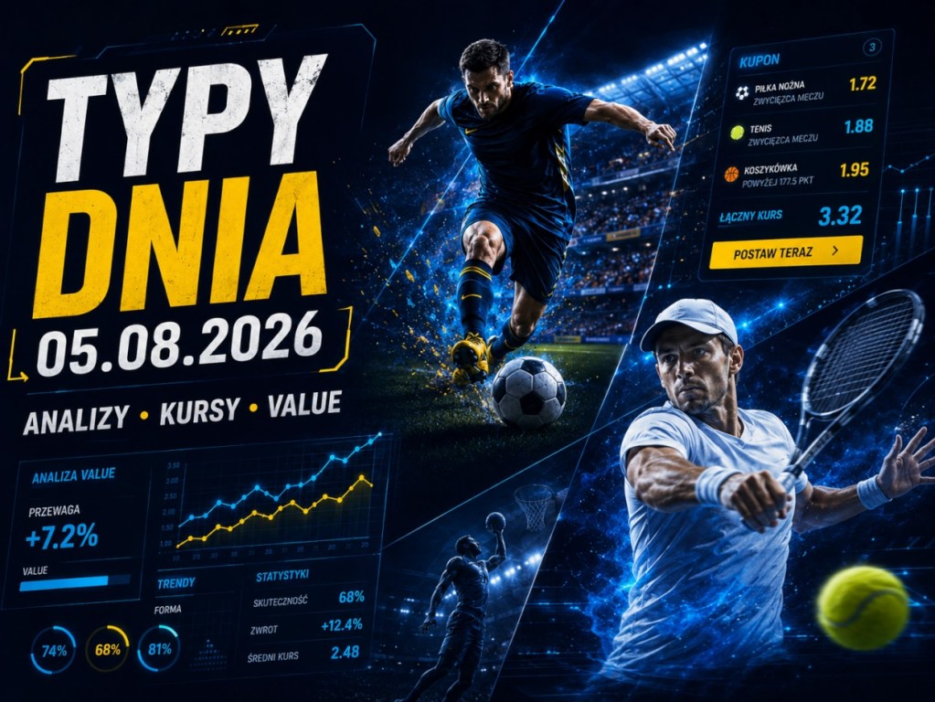 Typy bukmacherskie 05.08.2026 – analiza value na piłkę nożną i tenis