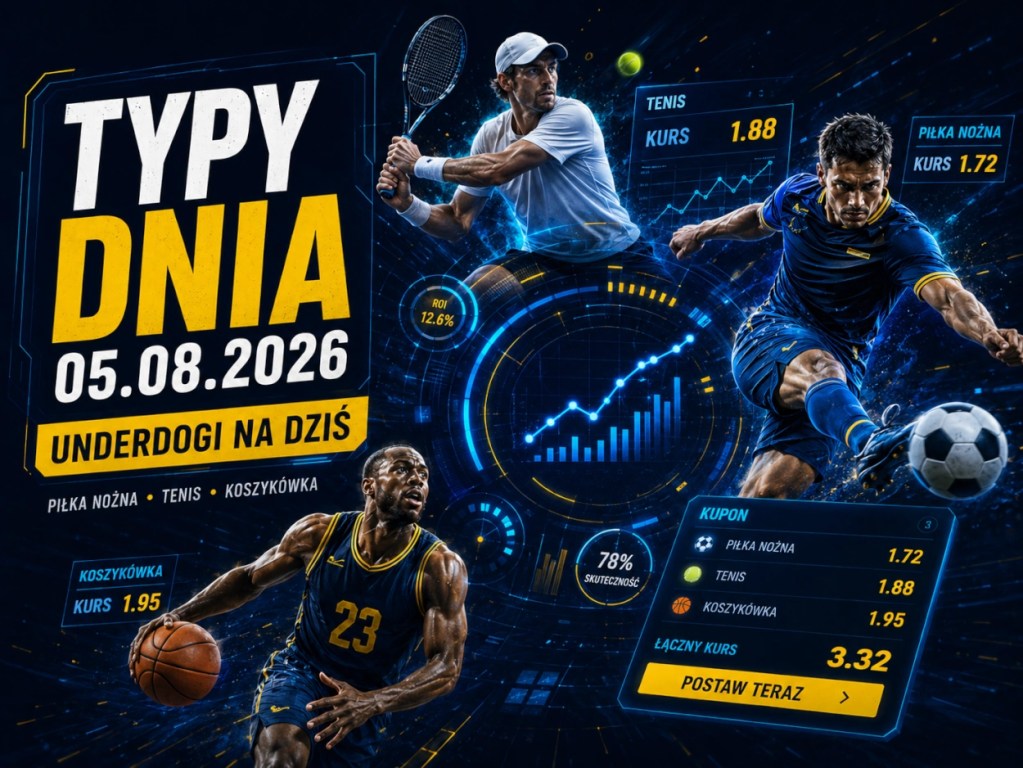 Underdogi na dziś 05.08.2026 – typy dnia na tenis, piłkę nożną i koszykówkę