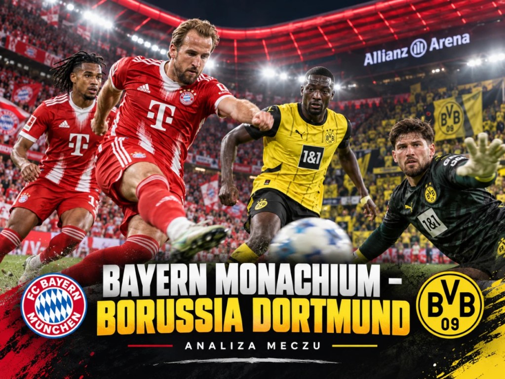 Harry Kane w akcji przeciwko Borussii Dortmund. Serhou Guirassy i Gregor Kobel na grafice Bayern - Borussia Dortmund, analiza meczu.