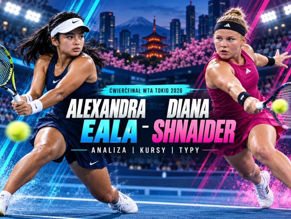 Alexandra Eala i Diana Shnaider podczas tenisowych zagrań - analiza, kursy i typy na ćwierćfinał WTA Tokio 2026.
