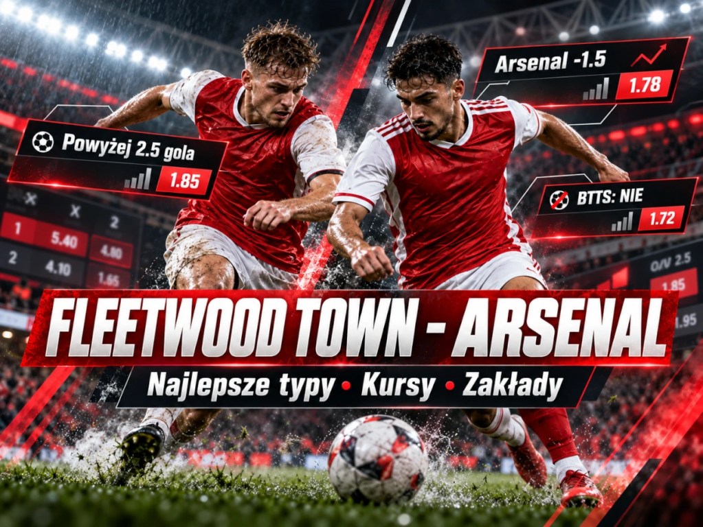 Fleetwood Town – Arsenal: typy bukmacherskie na handicap Arsenalu -1.5, powyżej 2.5 gola i BTTS – NIE.