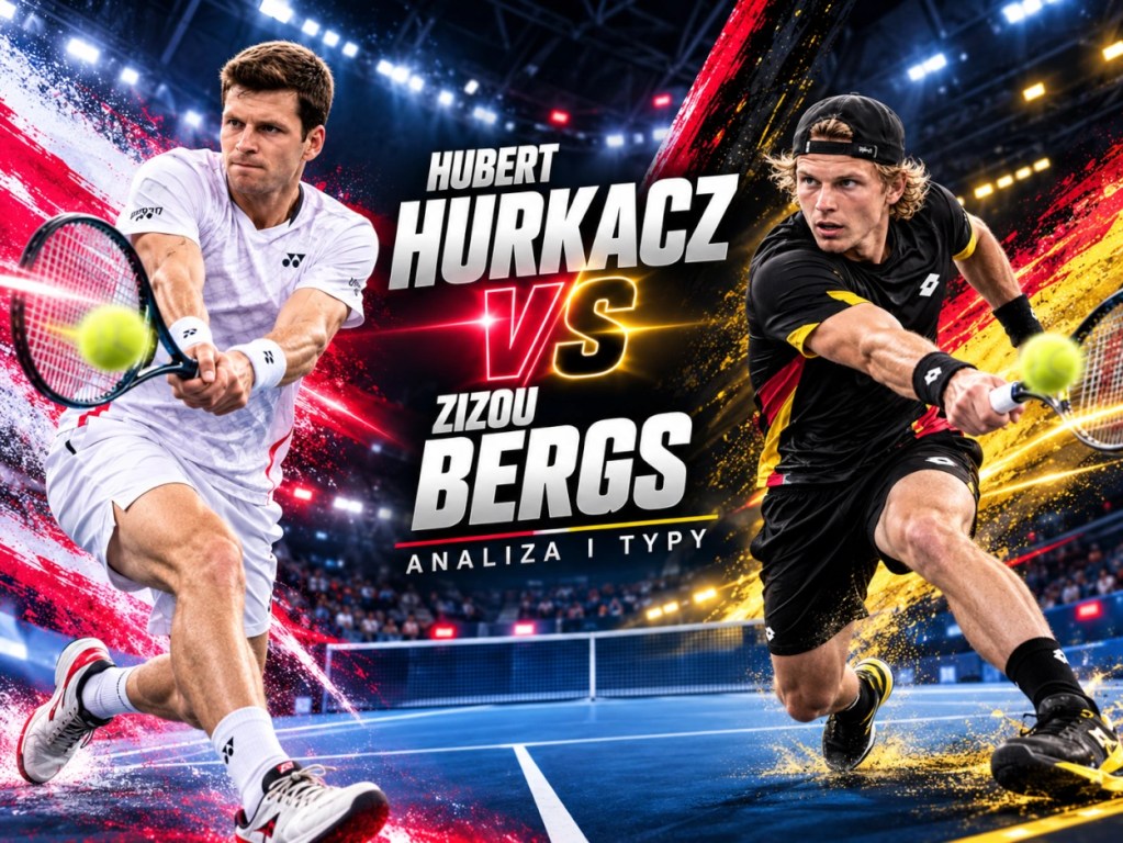 Hubert Hurkacz i Zizou Bergs w dynamicznej grafice tenisowej. Analiza meczu i typy na ATP Basel, 27 października 2026.