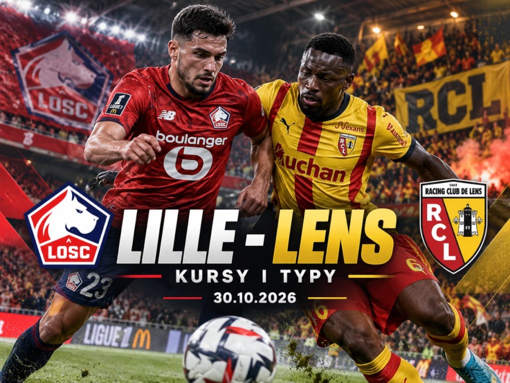 Lille - Lens kursy i typy bukmacherskie. Piłkarze Lille OSC i RC Lens walczą o piłkę podczas derbów Ligue 1.