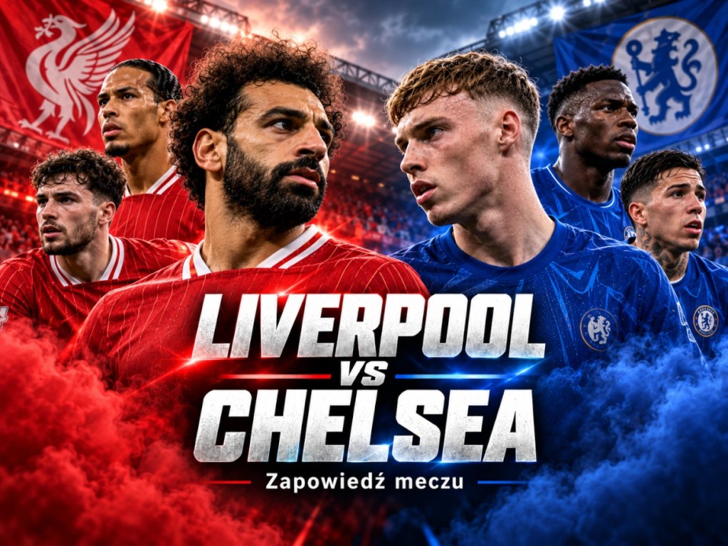 Liverpool – Chelsea 28 października 2026 – piłkarze obu zespołów na grafice zapowiadającej mecz 1/8 finału Carabao Cup na Anfield.