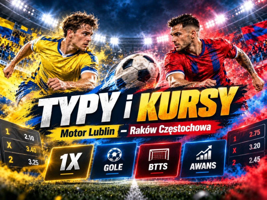 Motor Lublin – Raków Częstochowa, typy bukmacherskie i kursy na 1X, gole, BTTS oraz awans w Pucharze Polski.